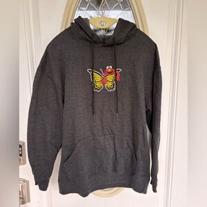 Sesame Street Charcoal Hoodie with Butterfly Graphic